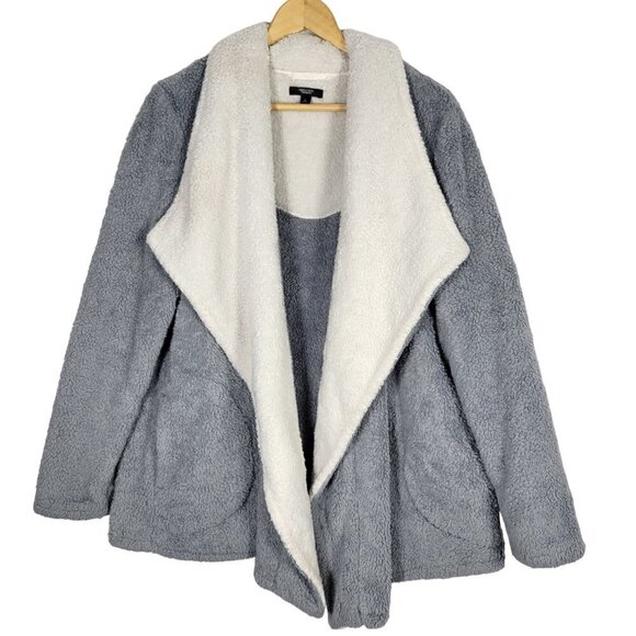 Simply Vera Vera Wang Sherpa Oversized Comfy Lounge Coat W/ Pockets Size Large - Picture 1 of 14